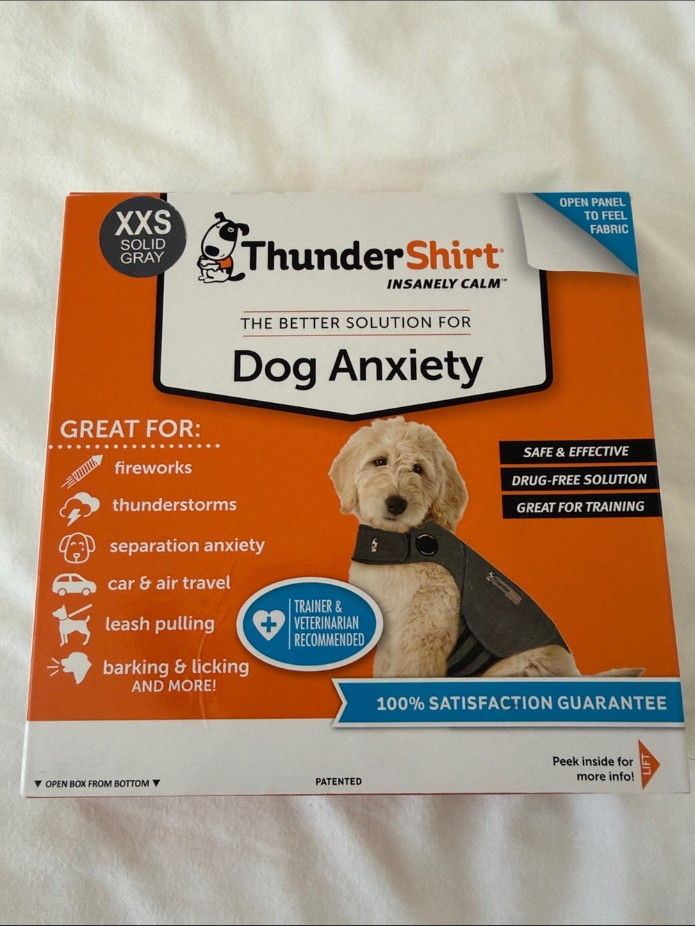 Thundershirt Solid Gray Dog Anxiety Jacket - XXS